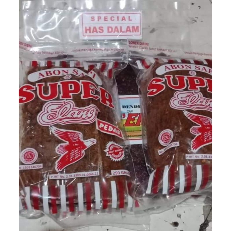 

Abon sapi PEDAS Super cap elang Kemasan 250gr asli boyolali