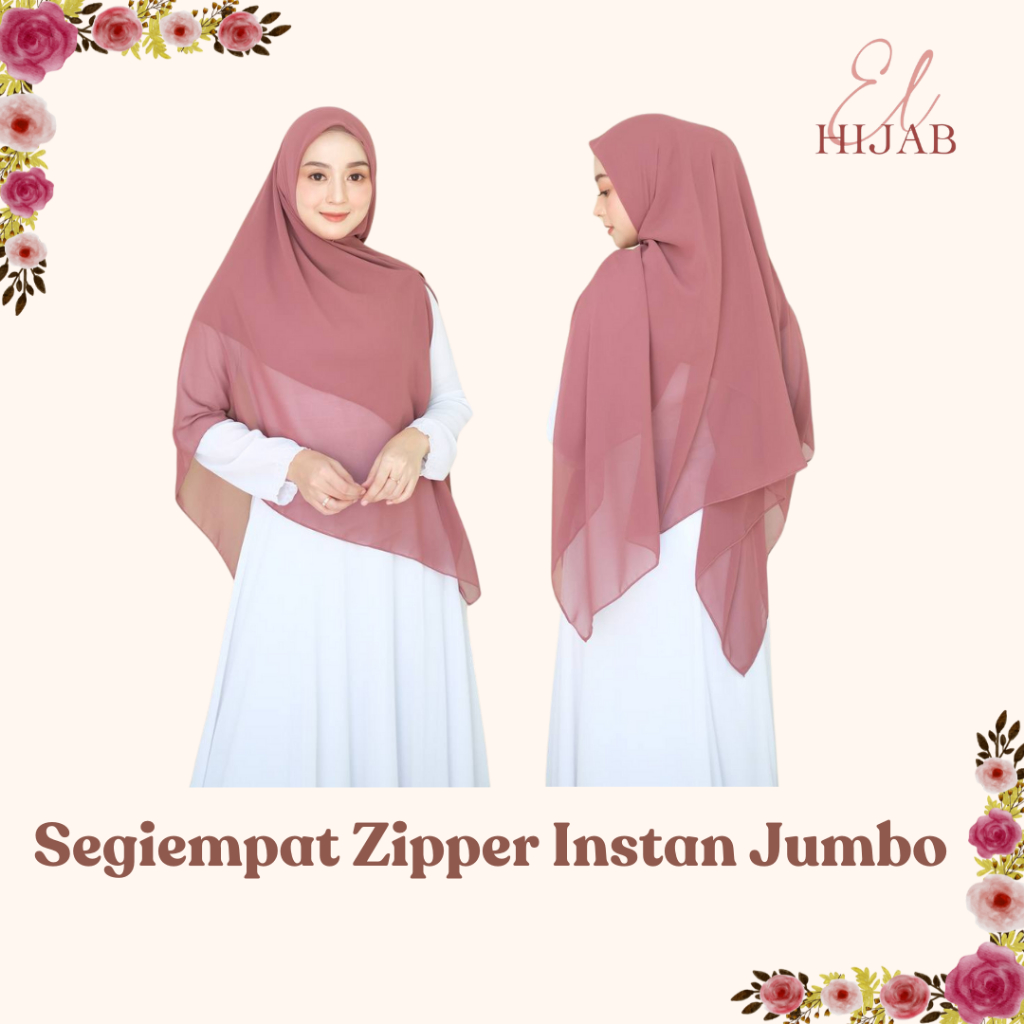 HIJAB ZIPPER RESLETING JUMBO PREMIUM | HIJAB SEGIEMPAT INSTAN JUMBO