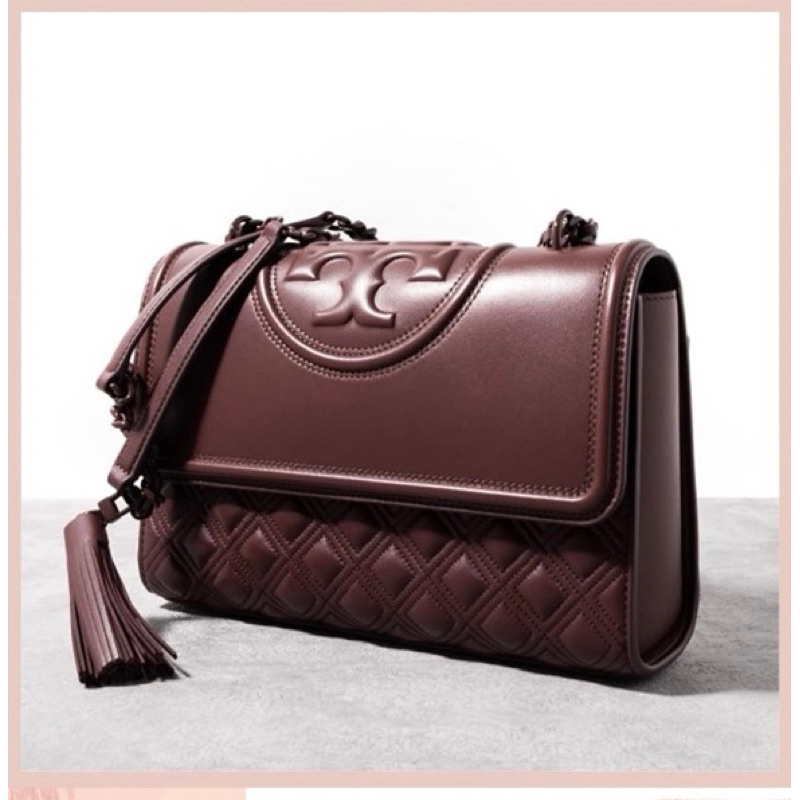 TAS WANITA BRANDED TORY BURCH FLEMING MEDIUM CONVERTIBLE SHOULDER WINE