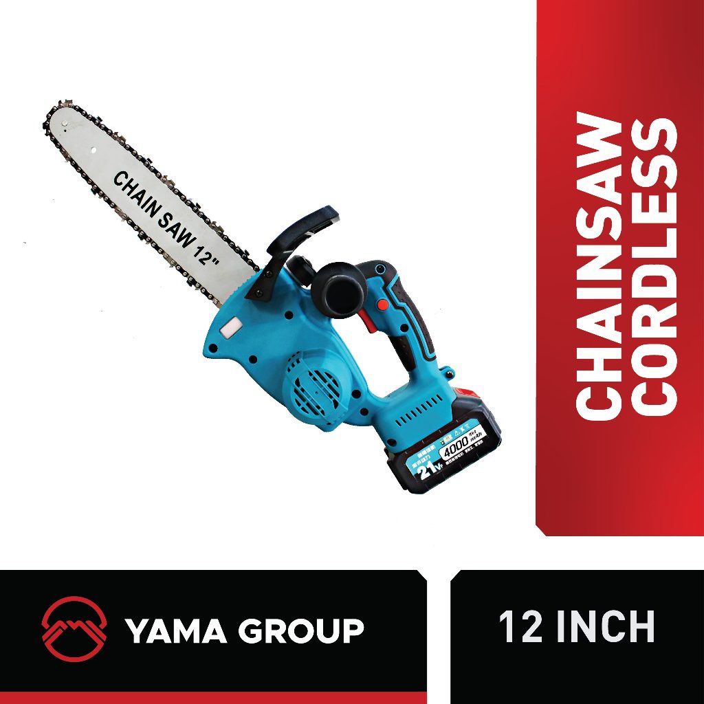 YAMA GROUP Chainsaw Electric Cordless / Mesin Gergaji Mesin Cordless 12 Inch