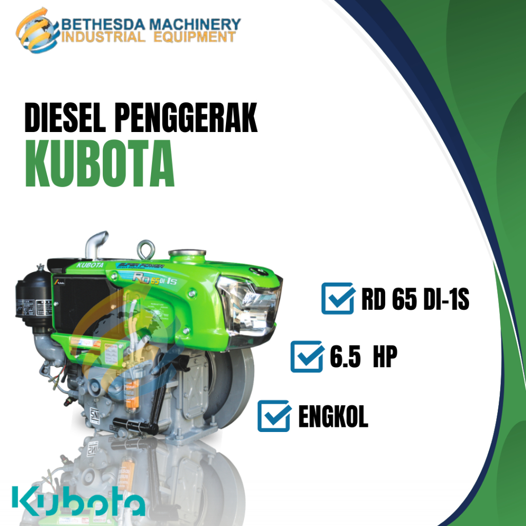 Mesin Penggerak Diesel 6.5 PK Radiator Lampu 6.5 HP RD 65 DI-1S - Kubota Diesel 6.5 PK