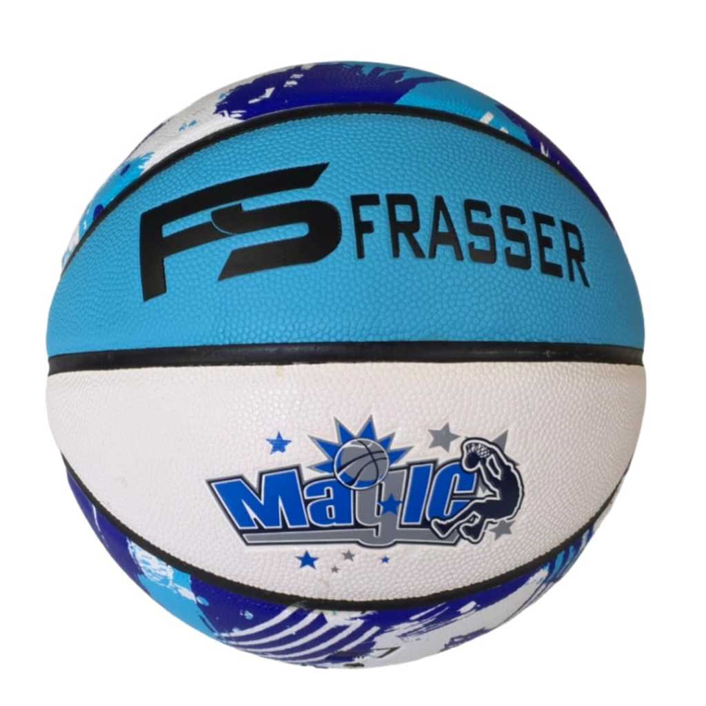 Frasser Bola Basket Original Size 7 Indoor Dan Outdoor Bahan PU Biru Putih BBS PU 01 Mitra