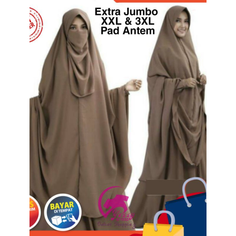 Free Cadar) Khimar Syari Krudung Extra Super Jumbo Wolfis Hijab Jilbab Instan Kerudung Instant