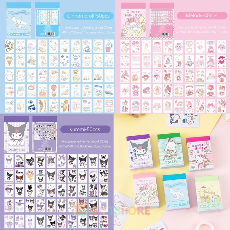 

✨COD 50Pcs Stiker Sanrio Stiker Buku Kartun Stiker Buku Besar Tangan Anak Lucu Buku Bahan Stiker Dekoratif-GS