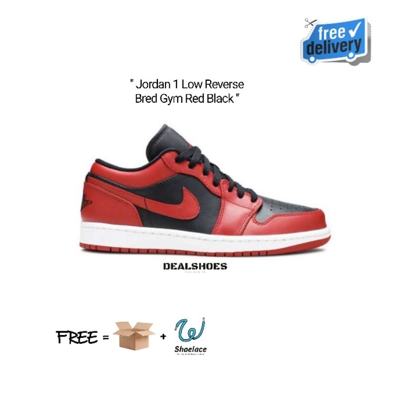 Nike Air Jordan 1 Low Reverse Bred - Gym Red Black Gym Red White Original BNIB 553558 - 606