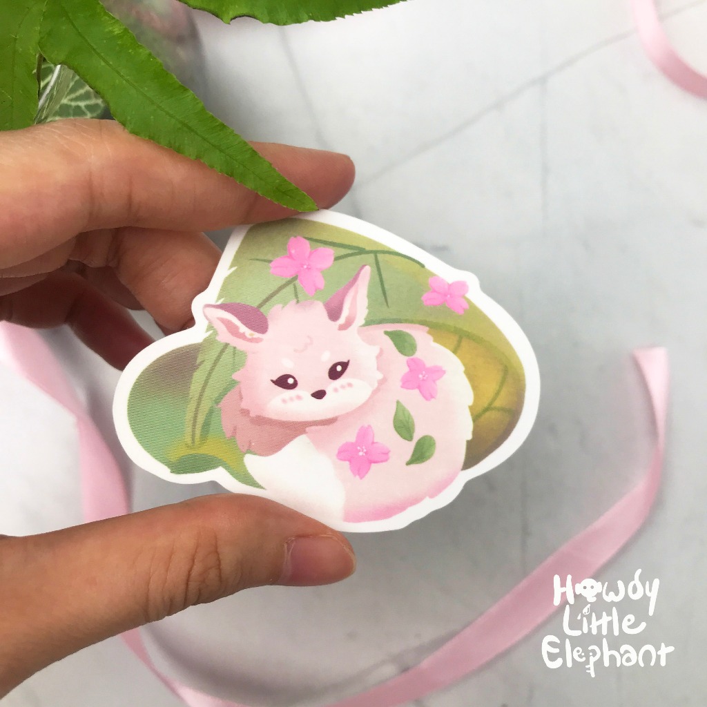 

Fox in Spring - Sakura Mochi Rubah Lucu Sticker Vinyl