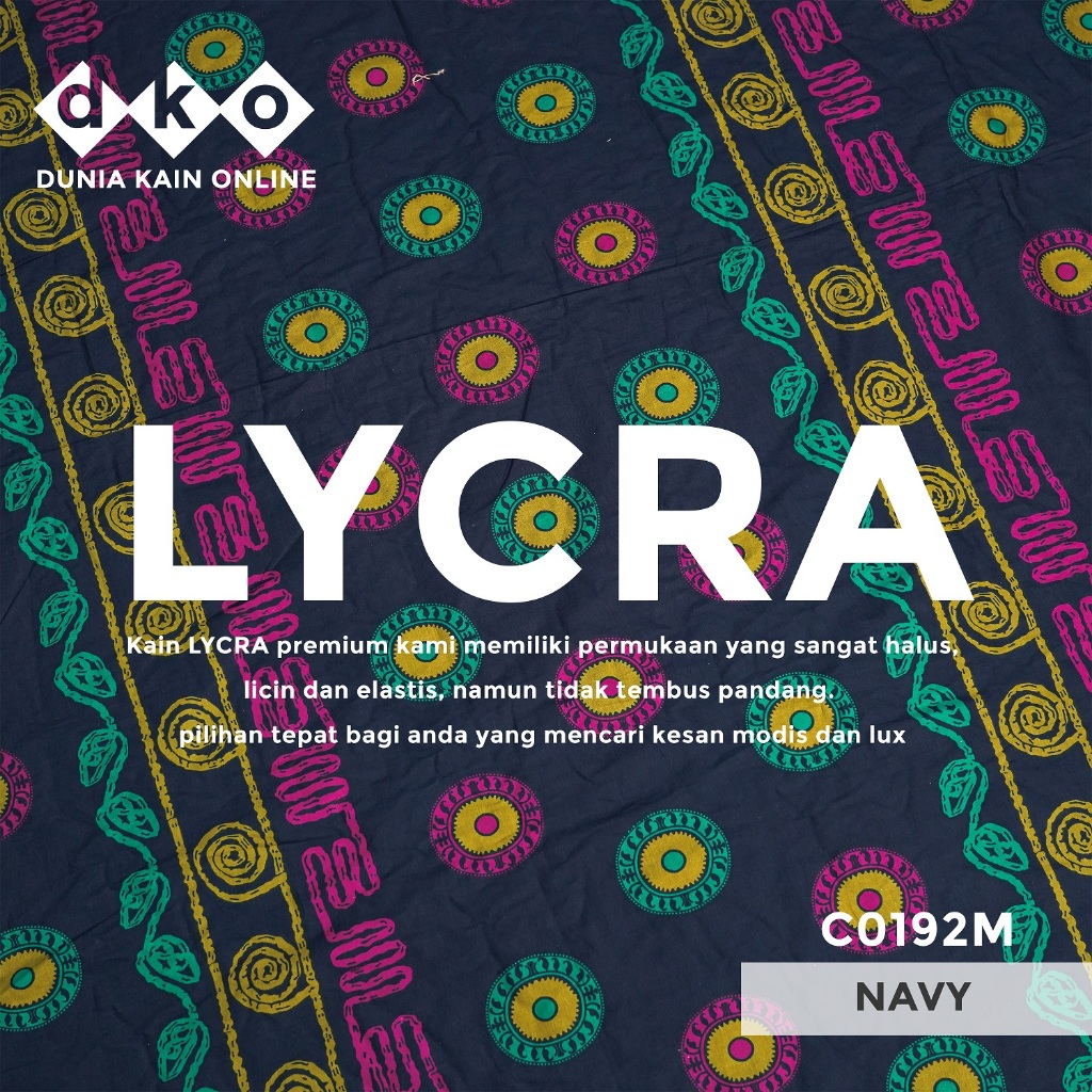 DKO Kain LYCRA Premium Cotton Stretch Navy Motif Bundar M