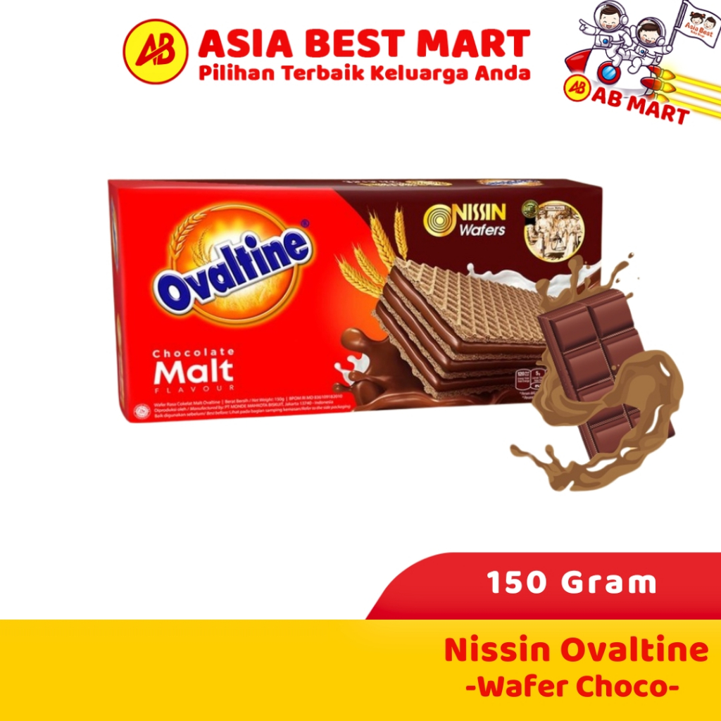 

Nissin Ovaltine Chocolate Malt 150 Gr Wafer Biskuit Cemilan Coklat