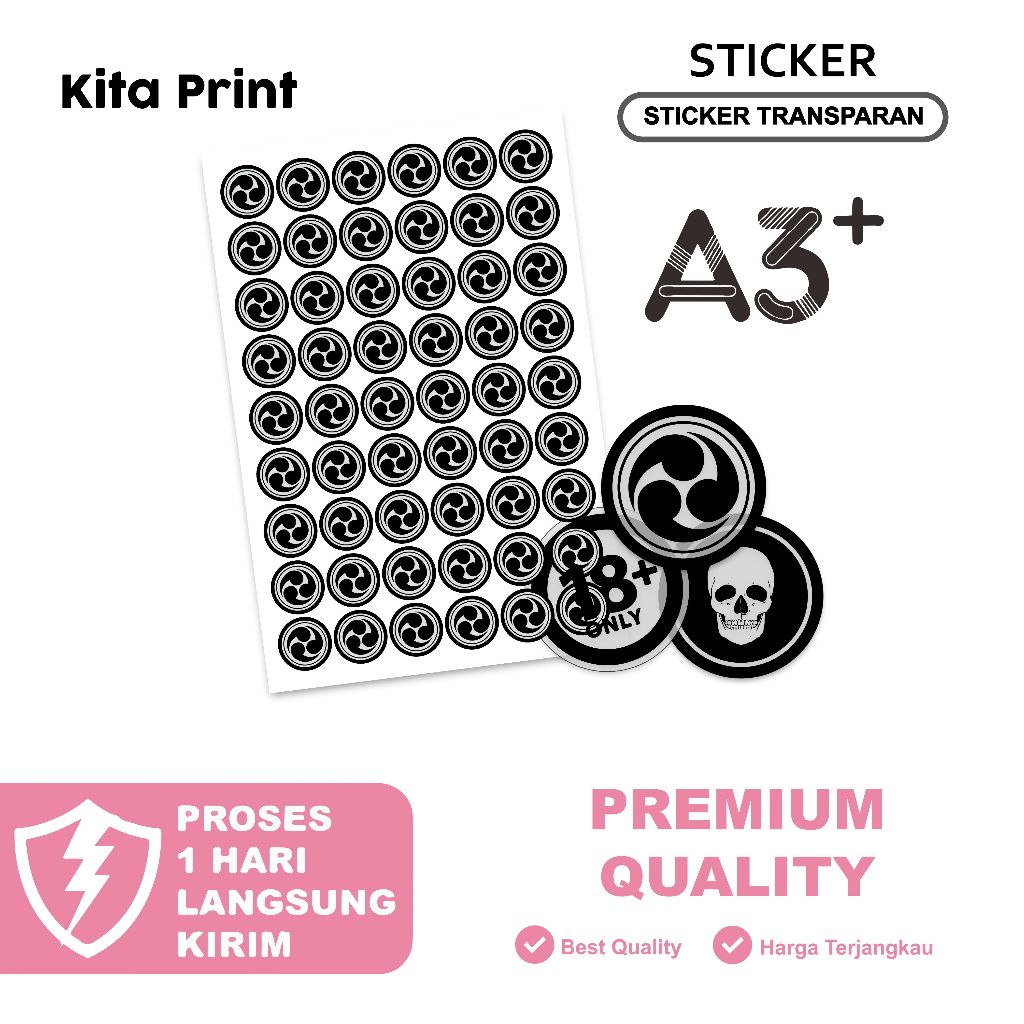

Cetak Stiker Transparan A3 Print + Cut Kiss Cut Sticker Transparan Custom Label Stiker Grosir