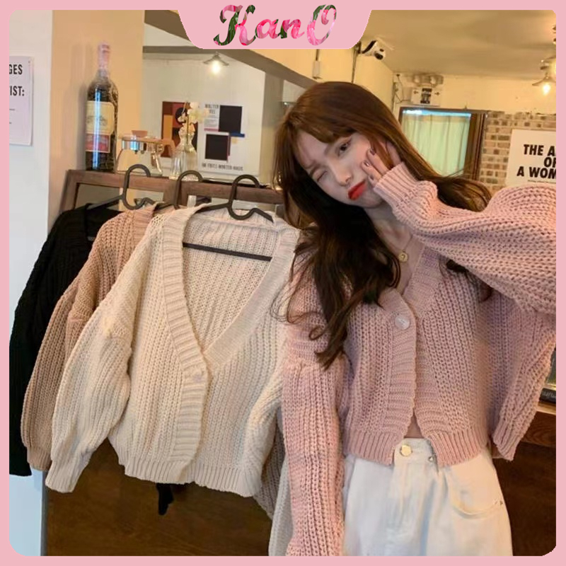 KANO Cardigan Rajut Soft Knit Sweater Rajut Korea Cardigan Crop V Neck Soft Knit