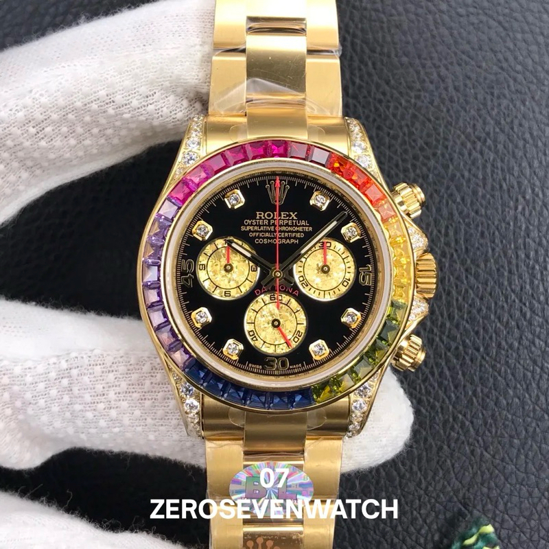 Rolex Daytona 116589RBOW Rainbow in Yellow Gold Asli Swiss Noob Fullset