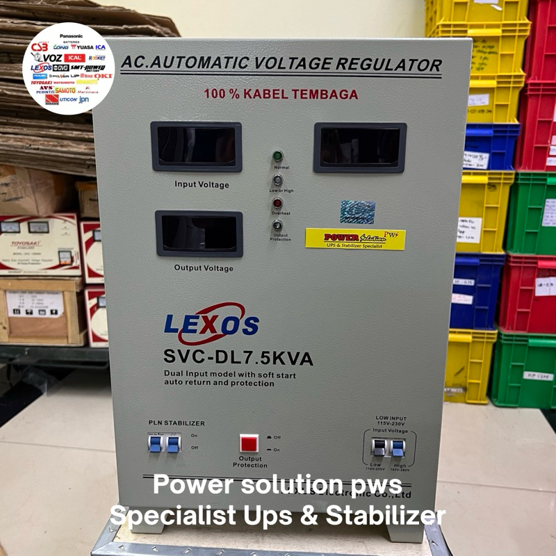 Stabilizer Lexos SVC-DL7.5KVA Dual Input 7,5kva 7500Va 7500 1Phase PLN Stabilizer LOW / HIGH Input u