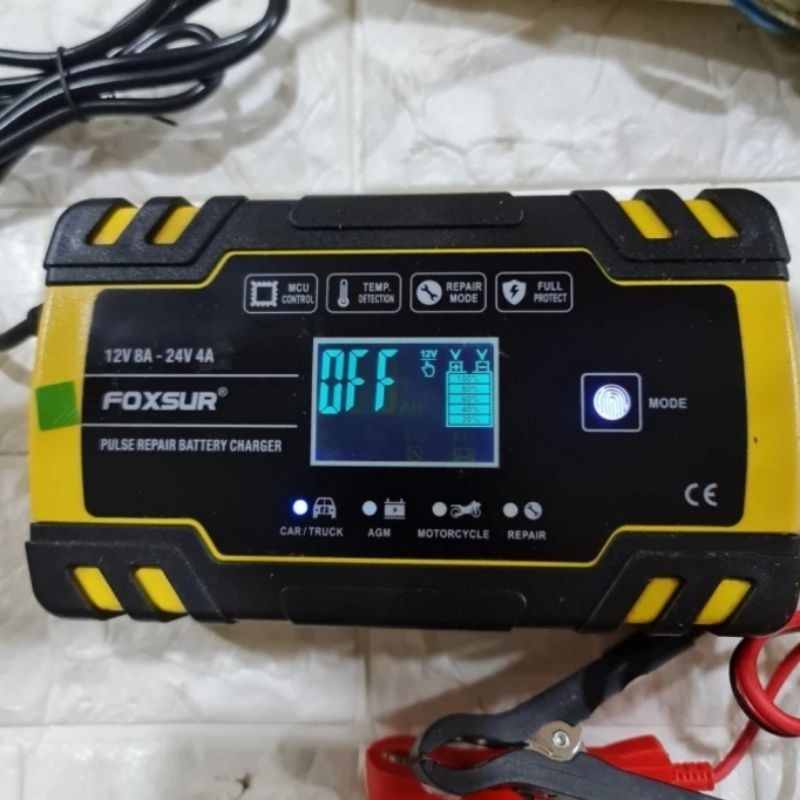 Charger Aki FOXSUR 12 V 24 Volt - Automatically Battery Charger FOXSUR