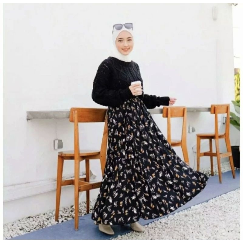 NEW DEALS Rok Plisket Motif Bunga / Rok Plisket Motif Bunga Lily Daily / Rok Motif Bunga / Plisket