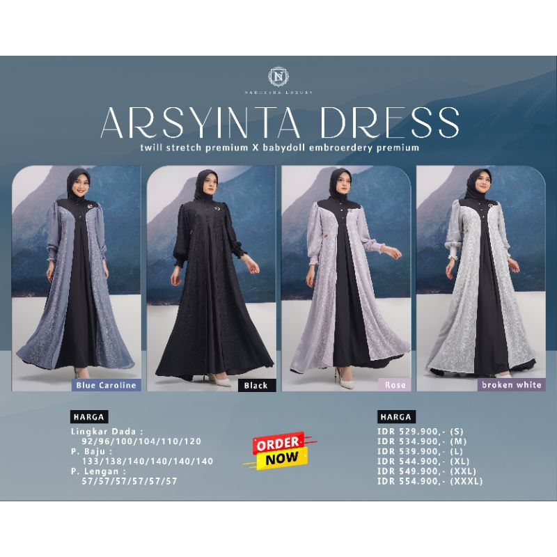 DRESS LEBARAN/ARSYINTA DRESS/ORI NADHEERA LUXURY/DRESS BROKAT POLO