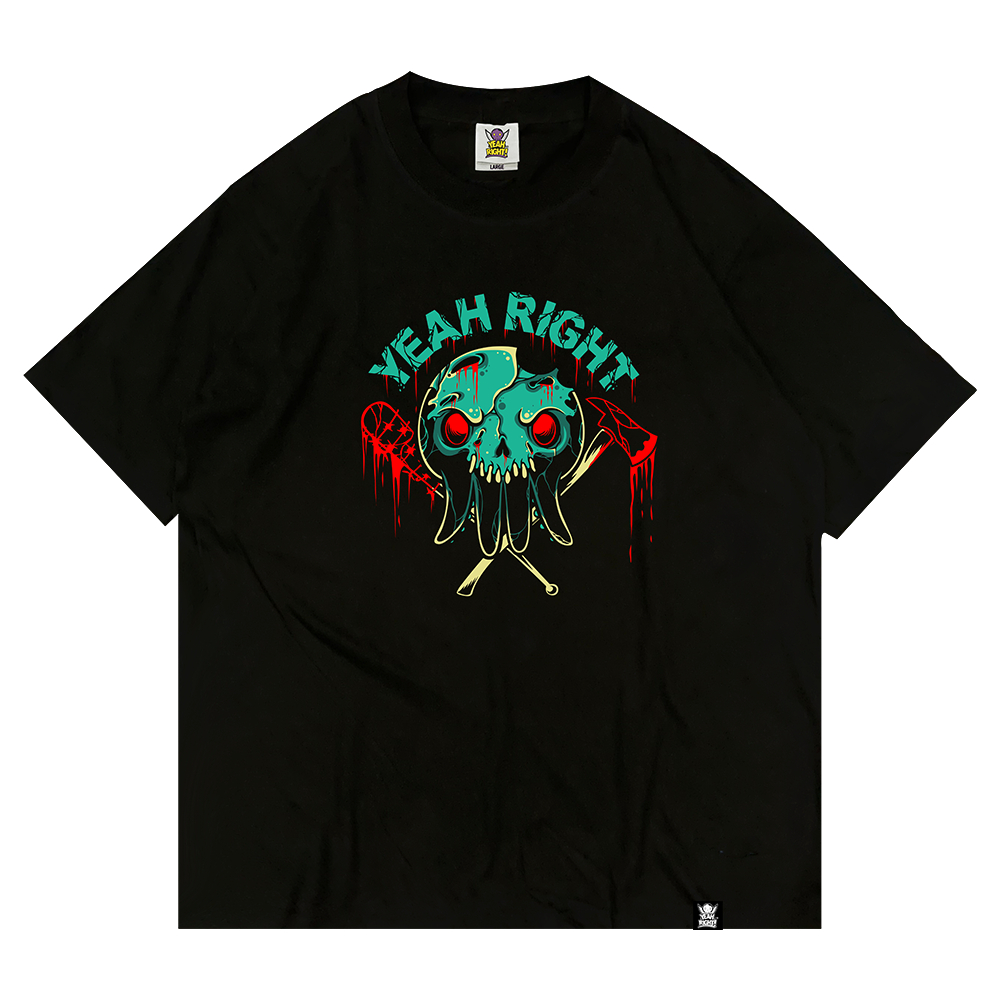 YEAH RIGHT Death T shirt Black - Kaos Hitam Cotton Combed 24s Unisex