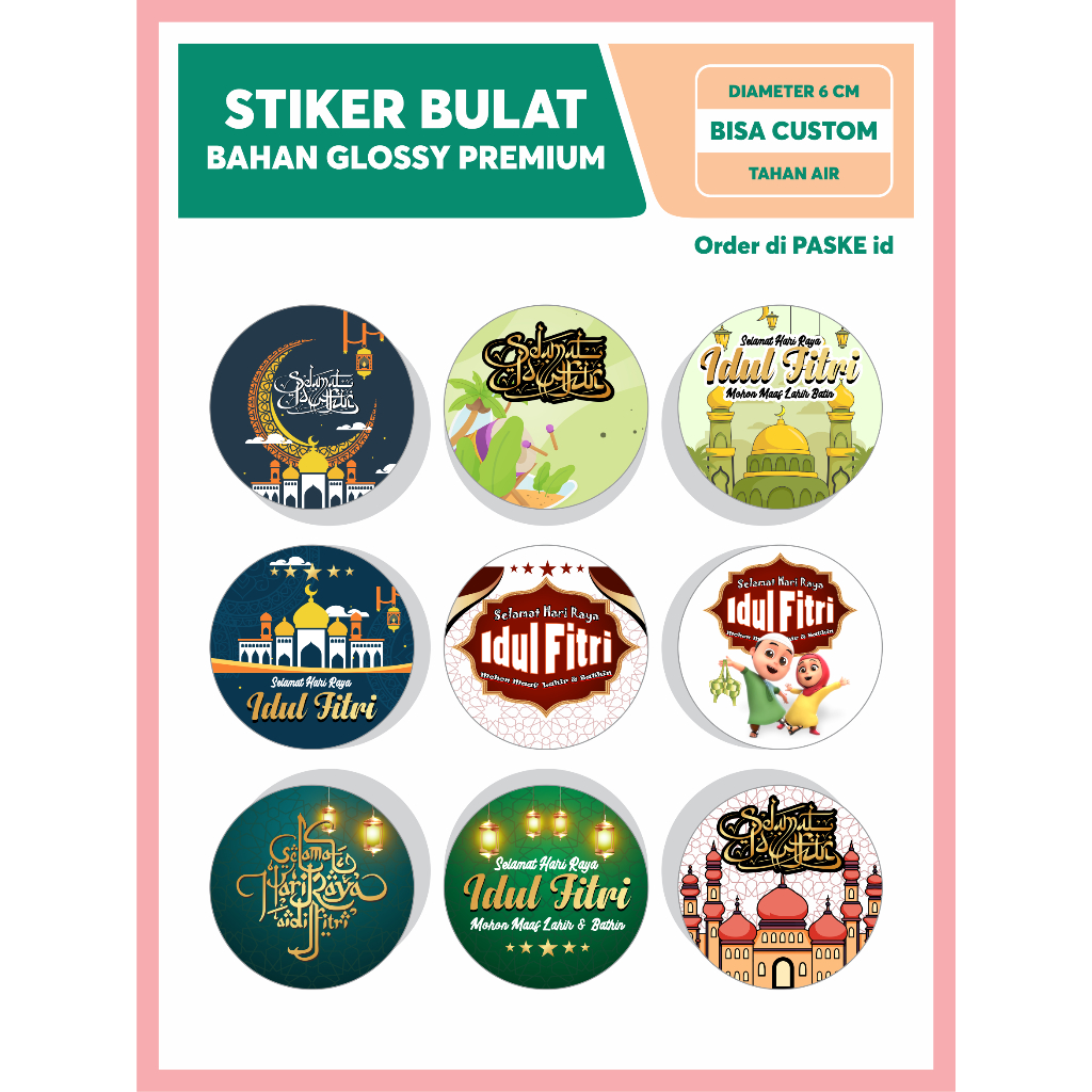 

CETAK STIKER BULAT UNTUK TOPLES HAMPERS SESERAHAN UCAPAN IDUL FITRI 1445H CUSTOM SESUAI REQUEST