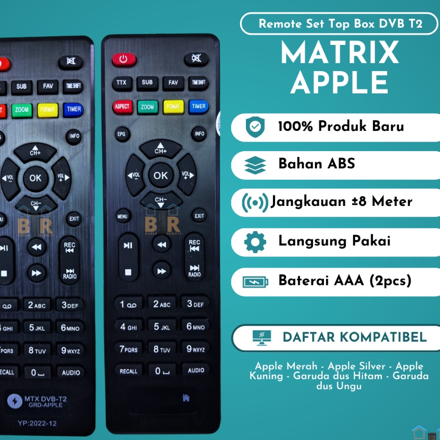 MEGA SALE Remot Remote Set Top Box DVB T2 Matrix Apple HD MERAH Ecer Dan Grosir