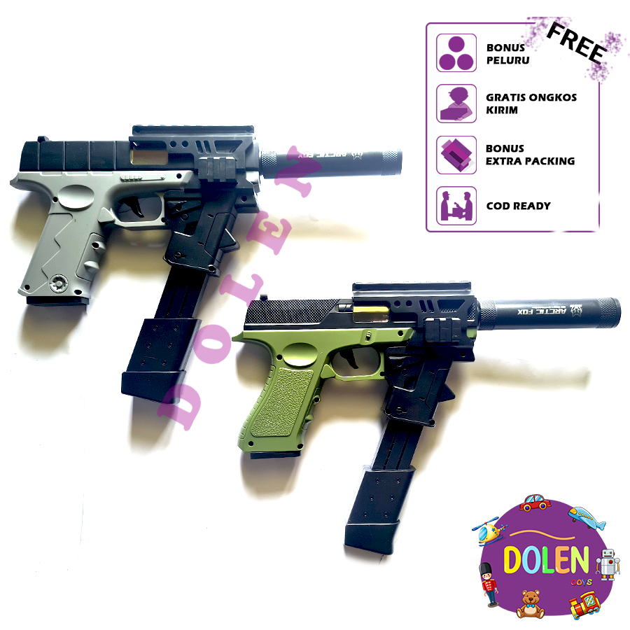 Pistol Mainan Glock Glok Shell Ejecting Tembakan Kokang Soft Bullet Busa