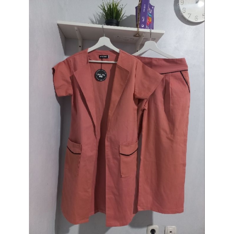 Sale Stock SET OUTER KULOT FAHIRA Dusty pink