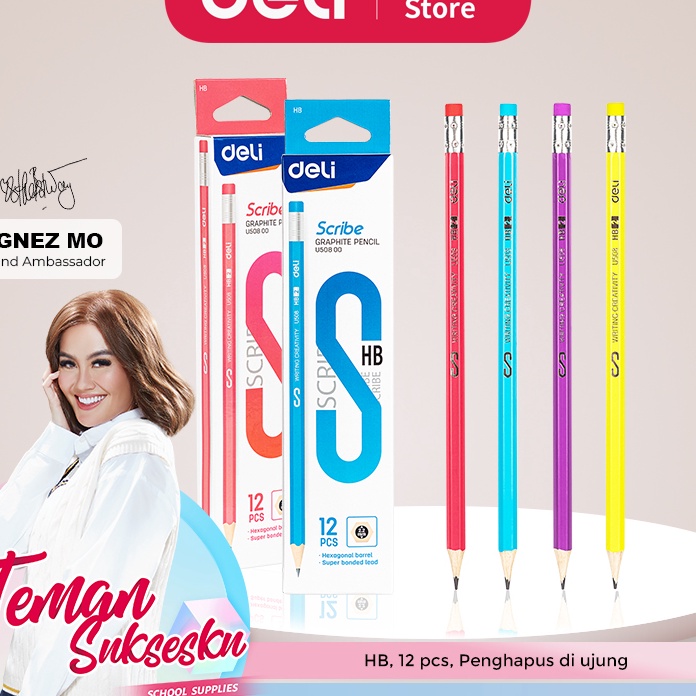 

PROMO SALE Deli Pensil HB Graphite Pencil Isi 12 Dengan Penghapus EU58