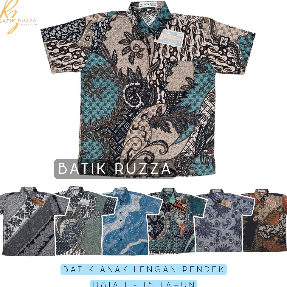 Buy Now RUZZA Kemeja Batik Anak Laki Ukuran 215 Tahun Motif Kate Sage Mustard