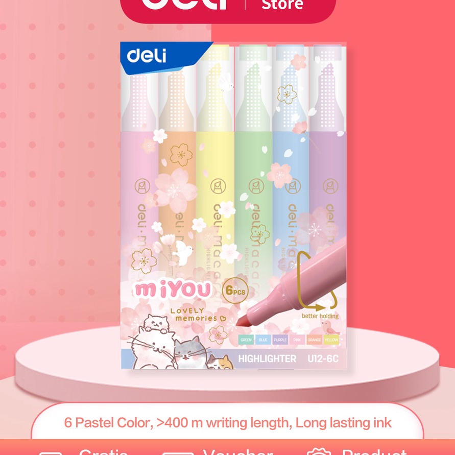 

Terbaru 33 Deli Highlighter Penanda Warna Pastel 1 Set Isi 6 Warna Cerah dan Soft Kemasan Mika Lucu EU126C