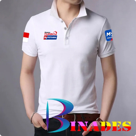 JUAL BAJU kerah model Kaos Kerah Depan LOGO PERTAMINA enduro 4T - MY PERTAMINA - BINADES