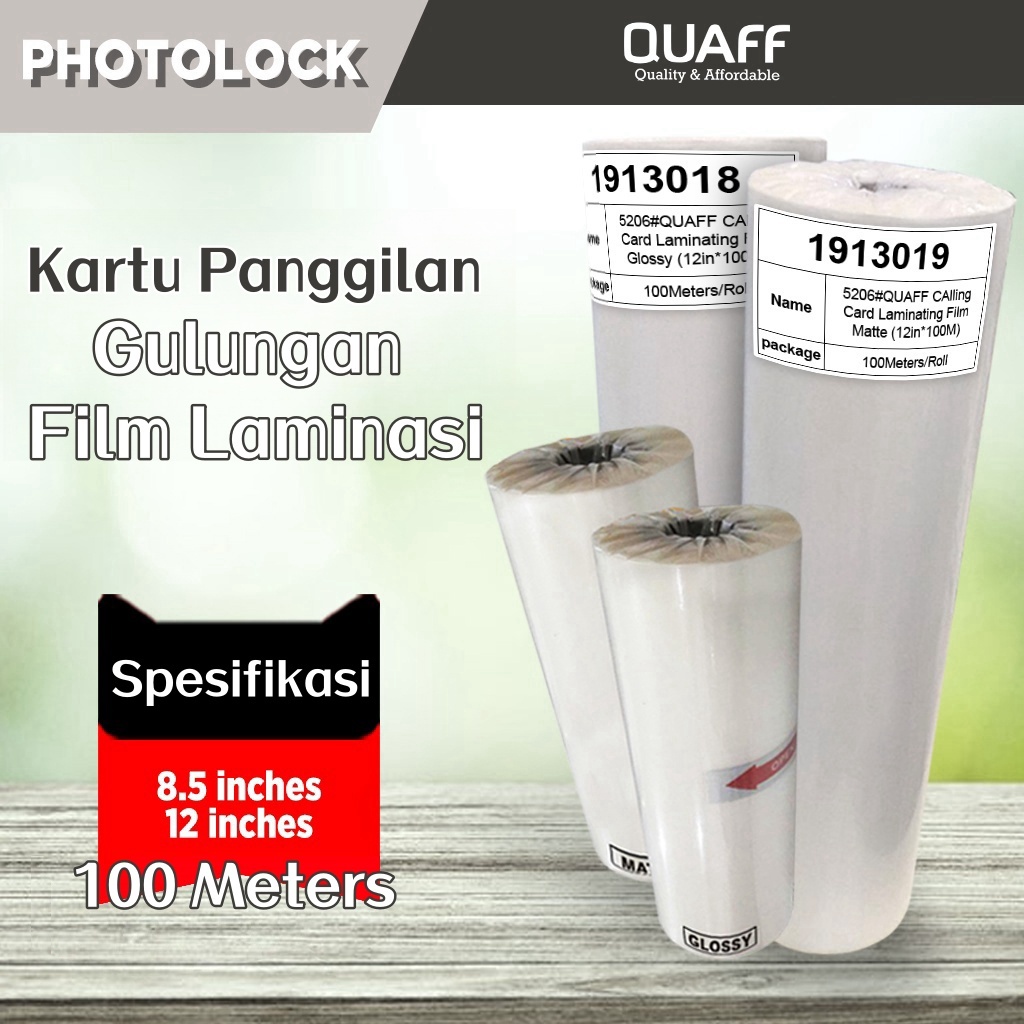 

QUAFF Calling Card Laminating Film Roll 25 Mikron || 8,5 inci x 100 meter / 12 inci x 100 meter