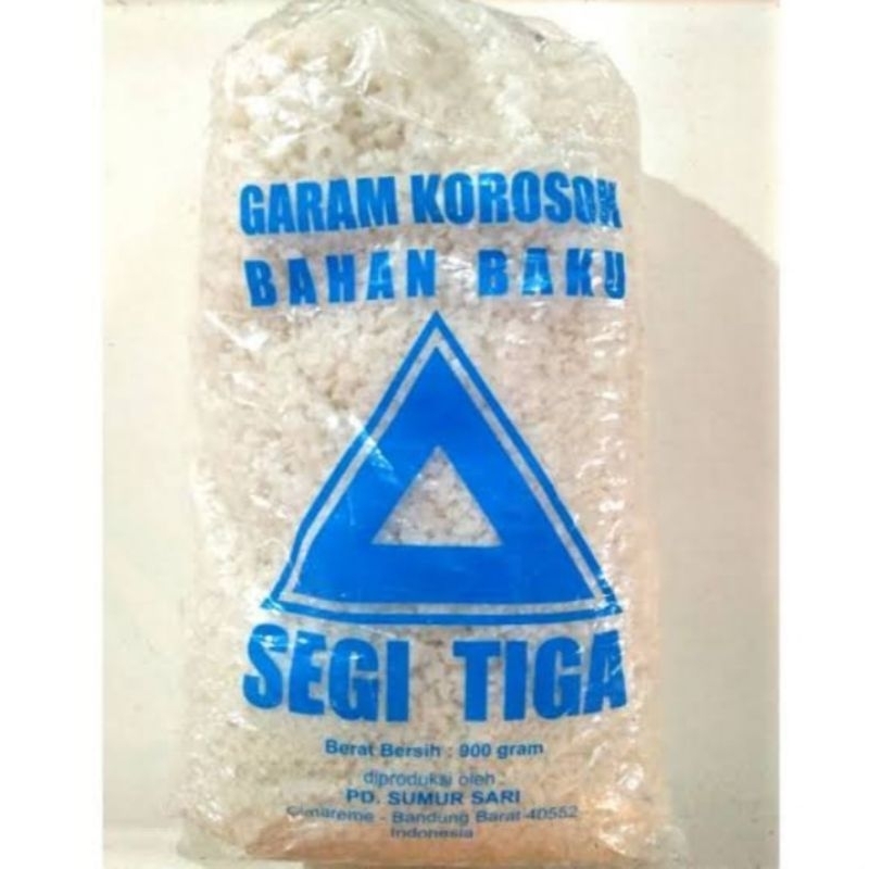 Garam krosok segitiga biru 900 gram/garam kasar/garam kasar non yodium/garam pertanian/garam perikanan