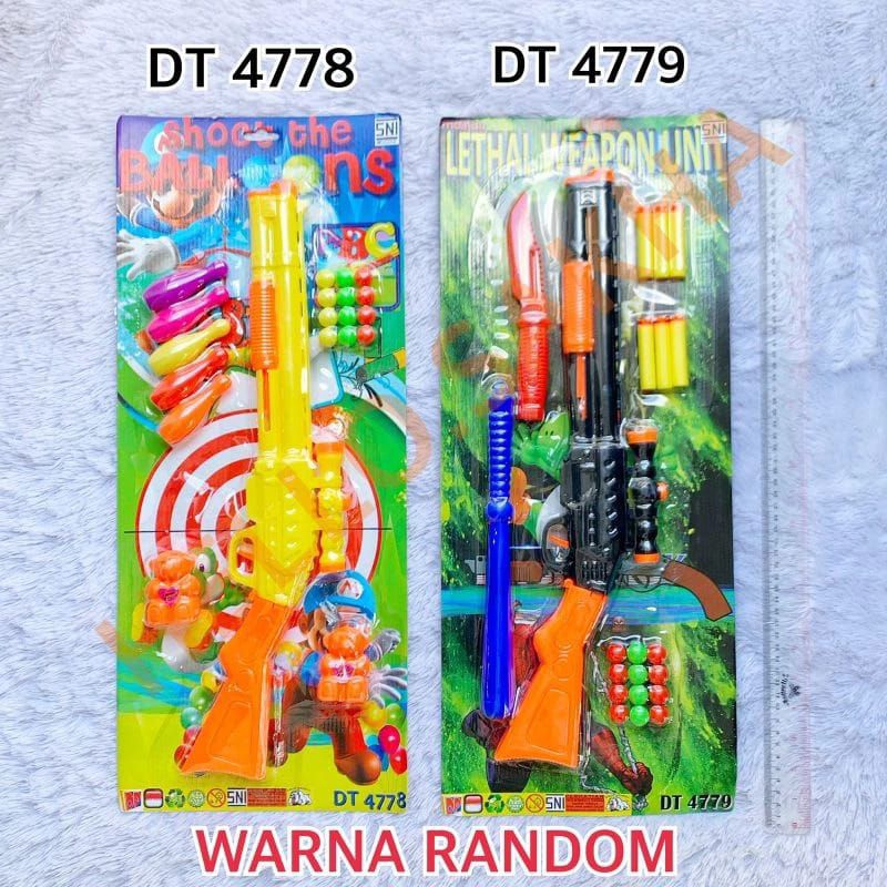 Mainan Tembakan Pistol Laras Panjang + Bowling Bahan Plastik Kemasan Press DT 4778 / DT 4779