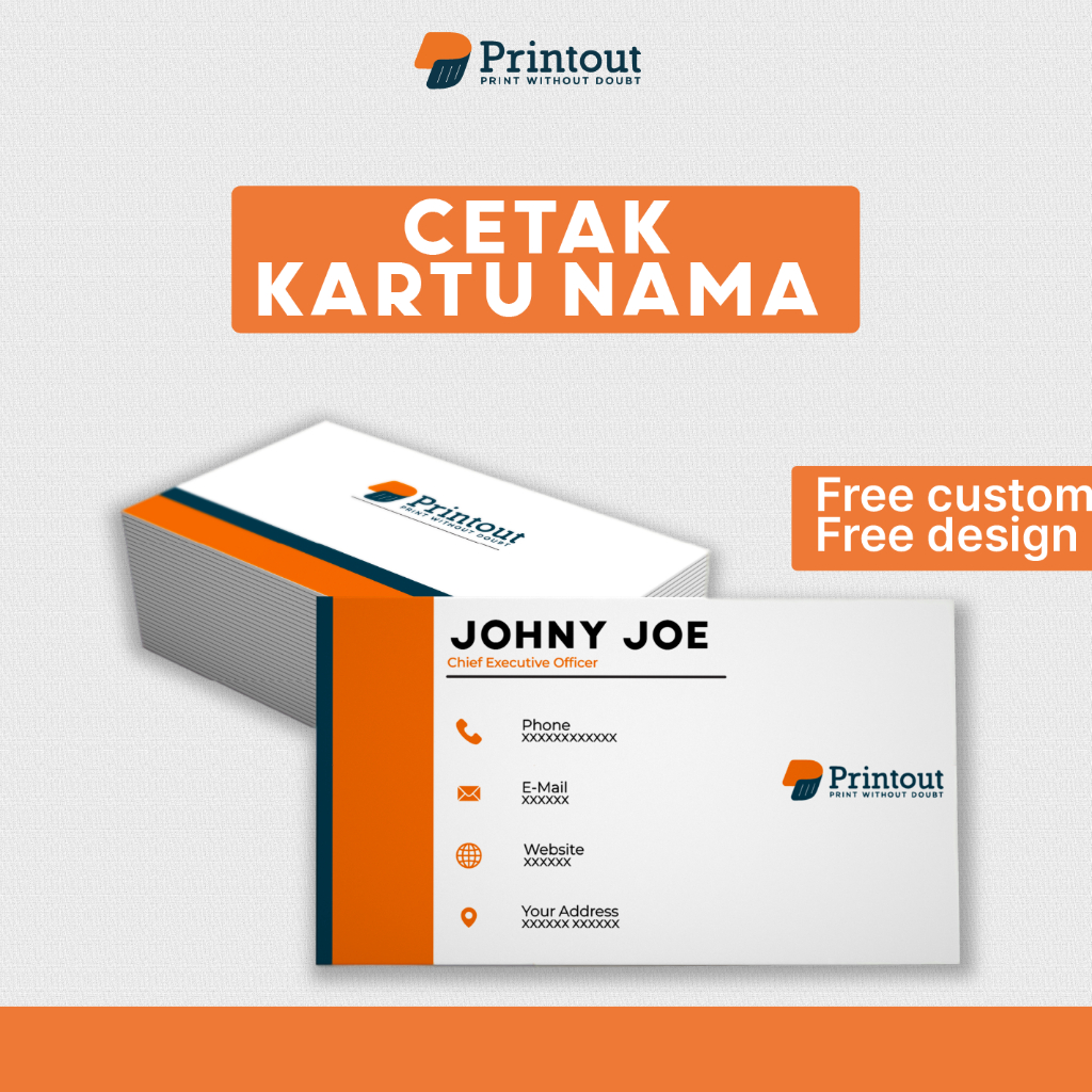 

PRINTOUT KARTU NAMA CUSTOM FOTO/LOGO/NAMA | CETAK 1 SISI | BAHAN ART KARTON 260