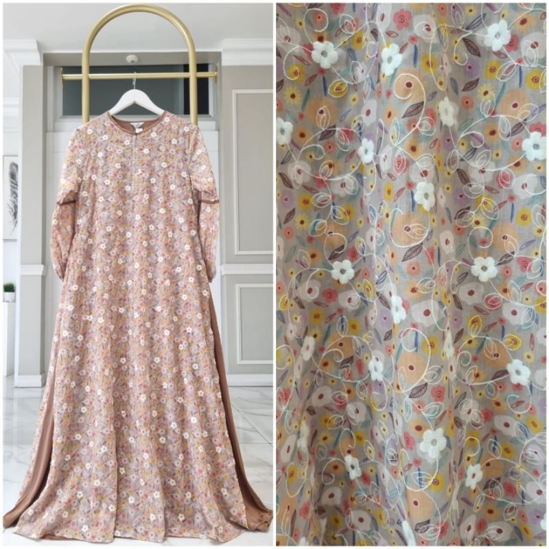 Gamis malaysia bahan katun bordir Ori by Edness kayla