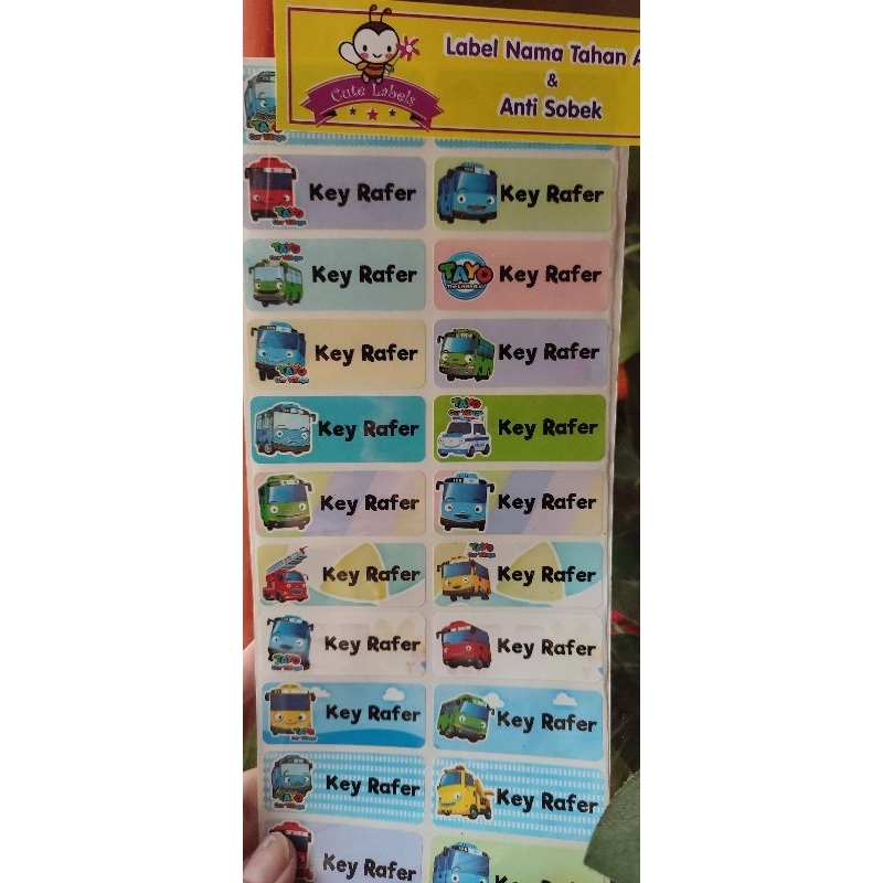 

cute labels sticker tahan ait anti sobek motif tayo