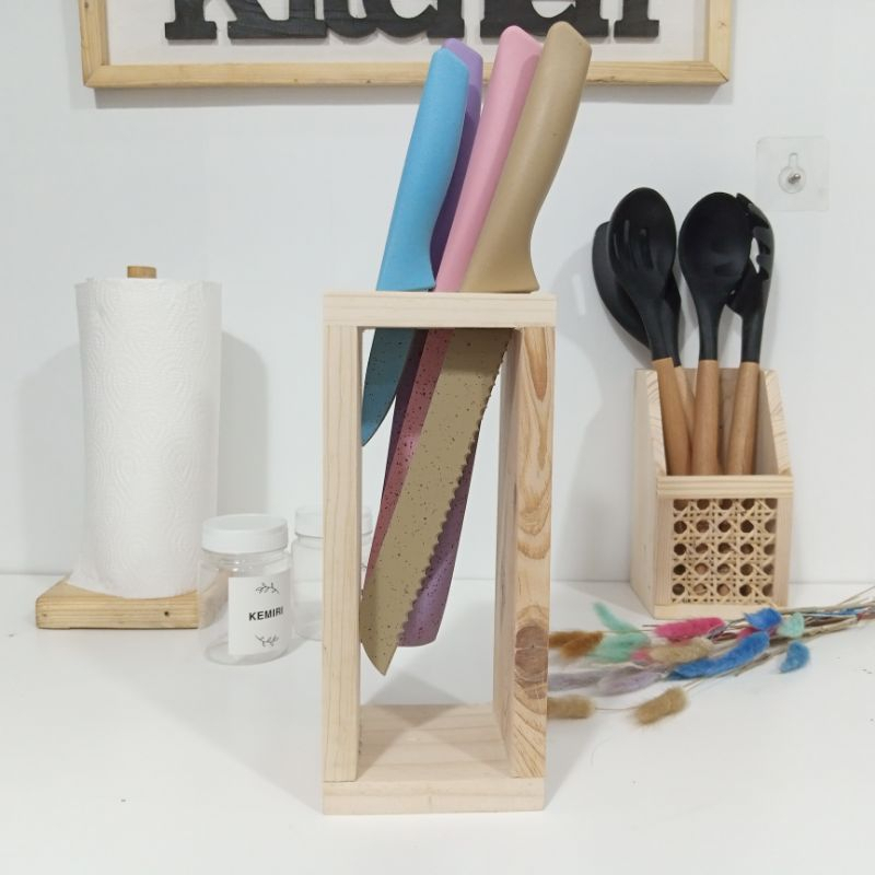 Rak Pisau Kayu Rak Tempat Pisau