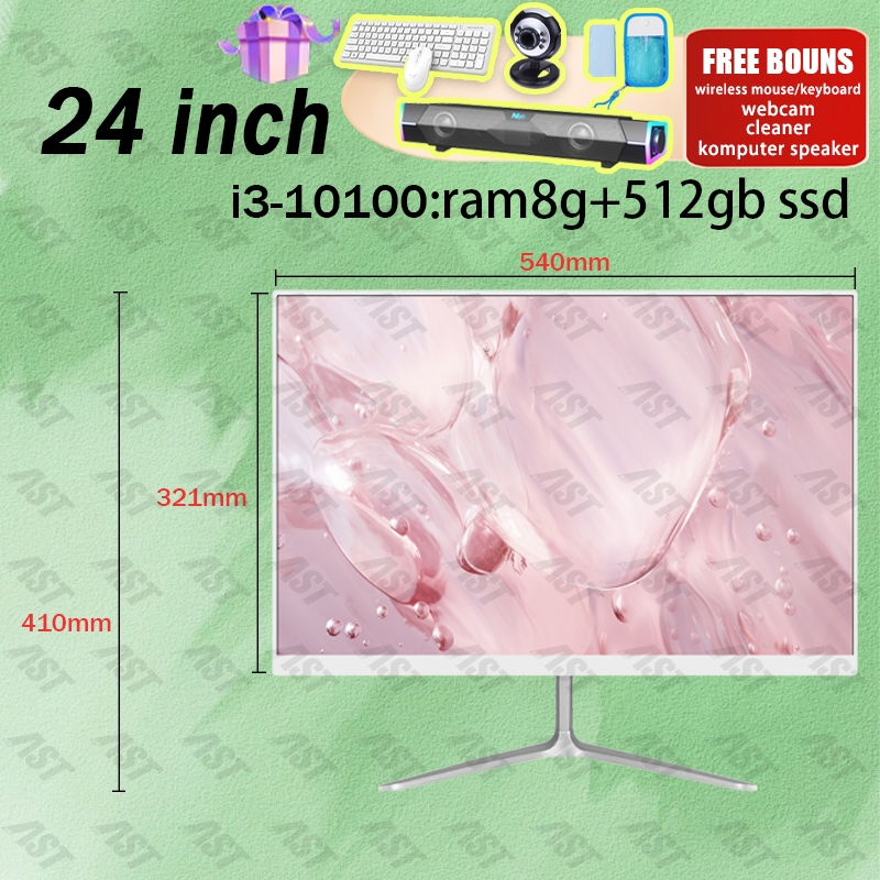 PC komputer gaming full set Core i7 baru ram8g+512SSD  22/24 inch Mouse+keyboard Gratis Desain/Kasir/Coding Gratis kemasan rangka kayu + garansi 1 tahun-24  i3-10100 8G+512G
