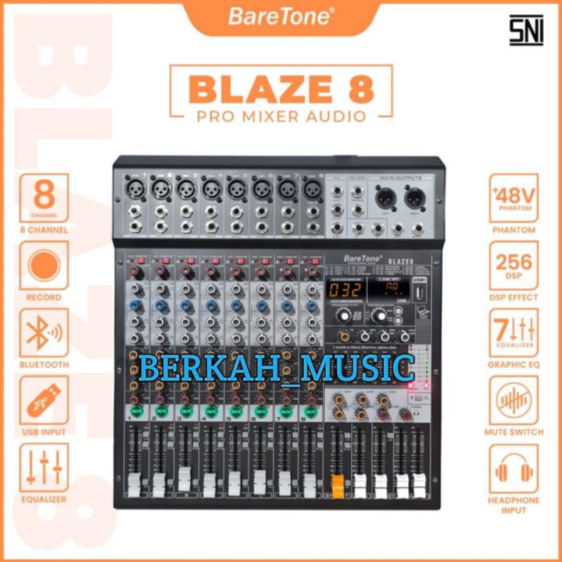 Baretone mixer audio Blaze 8 original Mixer 8 Channel