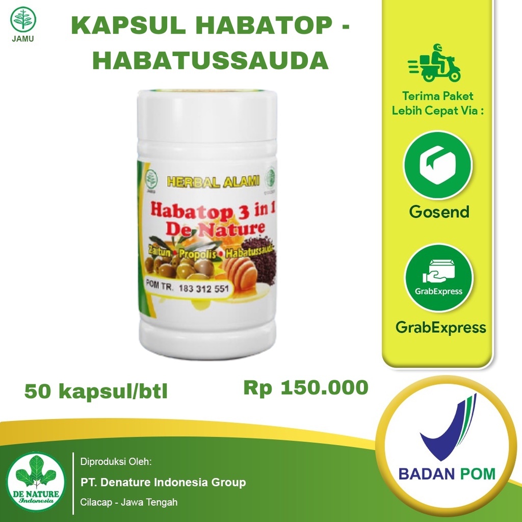 Obat Herbal Habatop 3in1 De Nature Isi 50 Kapsul Untuk Meningkatkan Daya Tahan Tubuh dan Imun Stamin