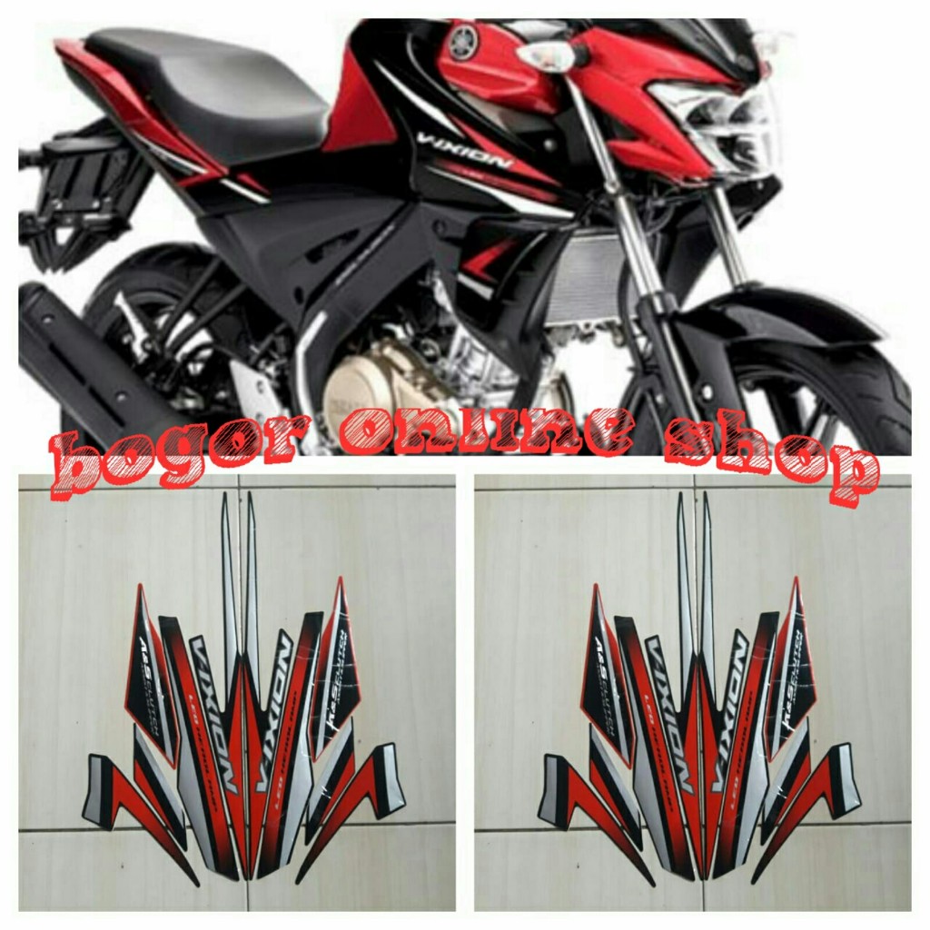 stiker motor vixion 2018 hitam merah