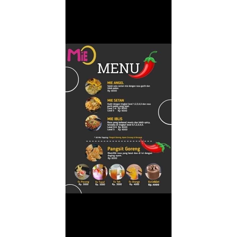 

Mie O Frozen/Mie Setan Frozen, Pangsit Goreng