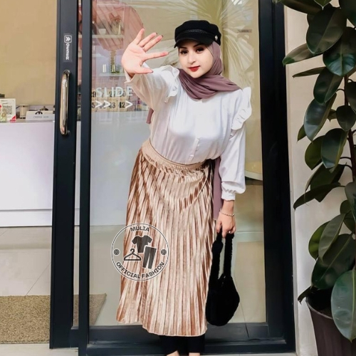 Rok Plisket Gelombang 7/8 Pendek Premium Import//Rok Plisket Bahan Adem 100 % Premium//