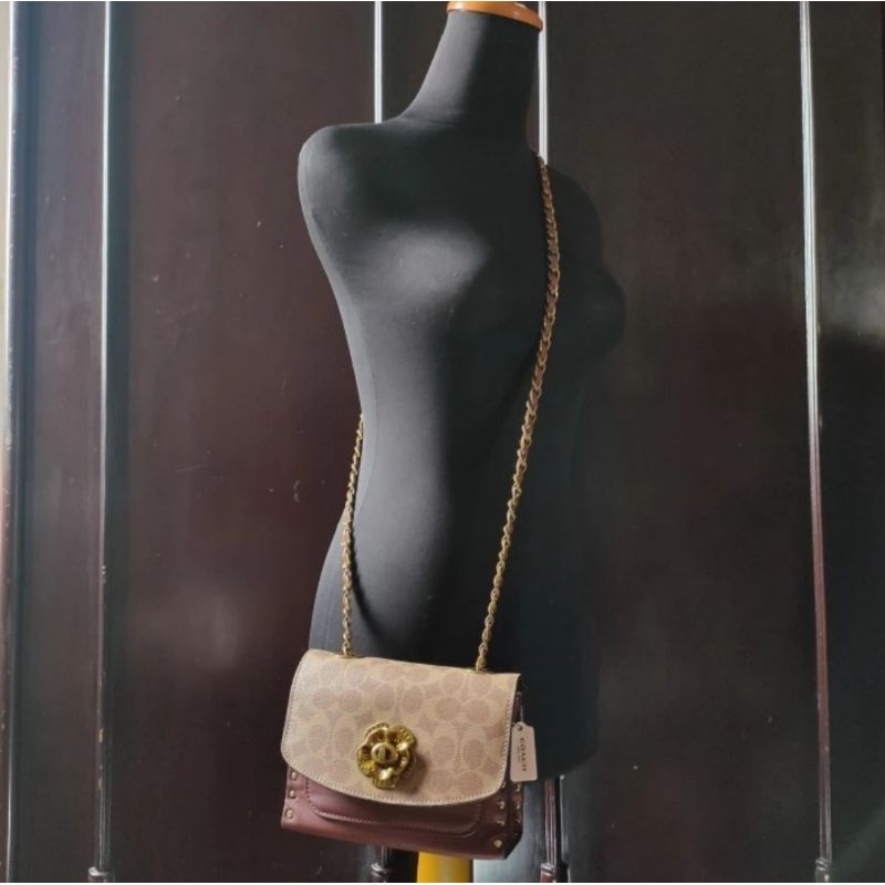 Slingbag/Tas Selempang Kulit Mini  C O A C H  P a r k e r  18 Inchi Signature Brown Preloved/second