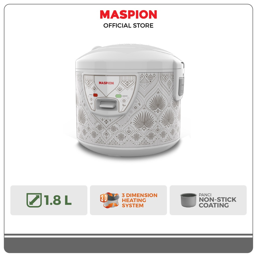 MASPION Rice Cooker Magic Com Kapasitas 1.8 Liter Batik Pandan Anti Lengket MRJ-1838 Original