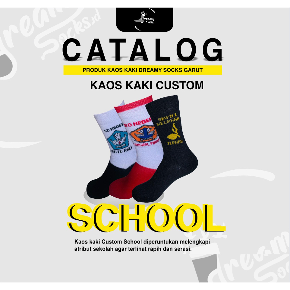 Kaos Kaki Atribut Sekolah Custom Rajut Bordir/ Kaus kaki Logo sekolah Custom