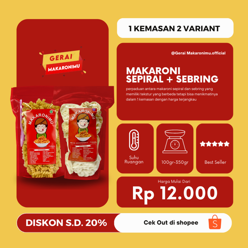 

MAKARONIMU [Makaroni Sepiral MIX Sebring]/ Snack Pedas/Cemilan enak/Makaroni Pedas Manis/Makaroni Variant Bumbu/Cemilan Anak Muda