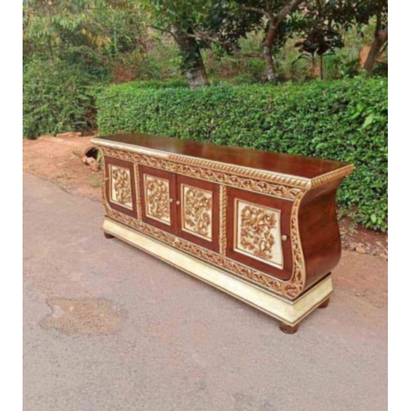 BUFET TV BIOLA KAYU JATI | BUFET BIOLA UKIR KAYU JATI | BUFET TV RETRO BUFET UKIR BUFET BIOLA JATI