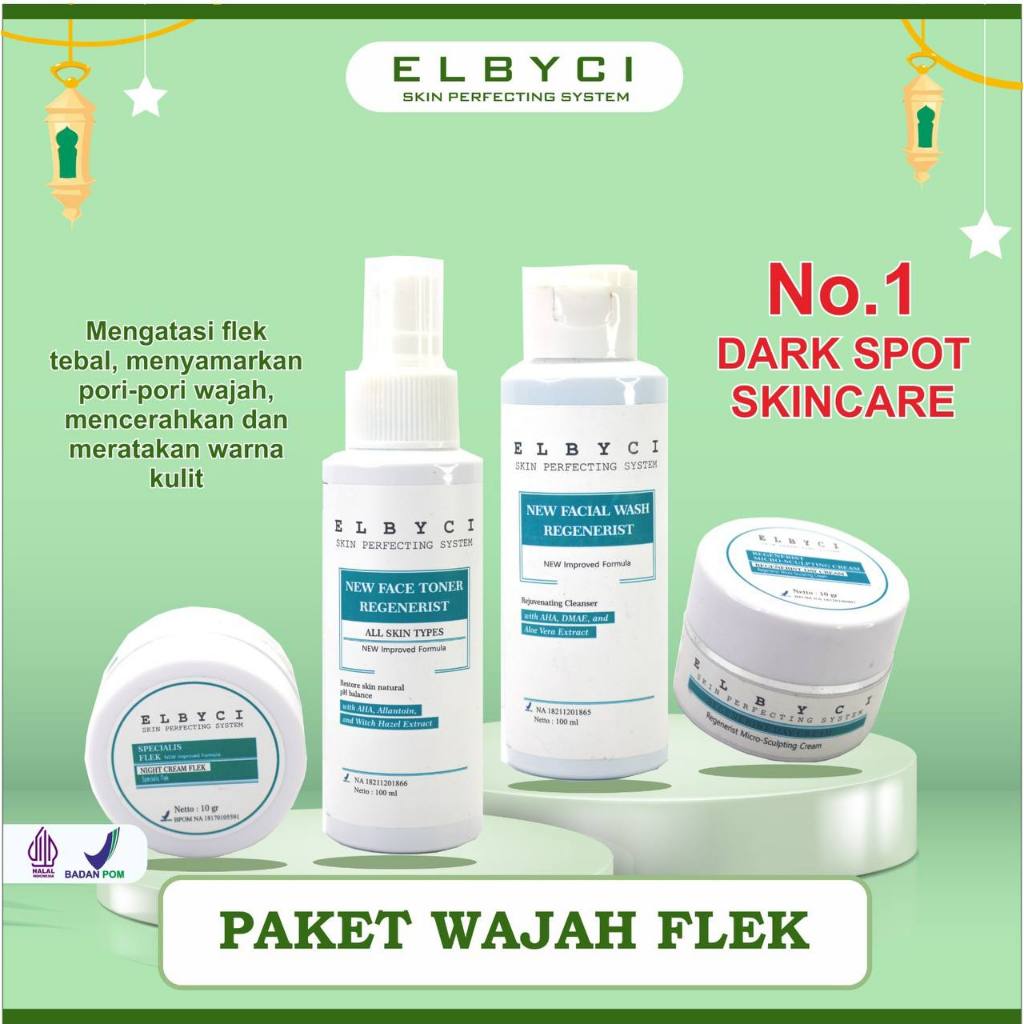 ELBYCI PAKET FLEK - Cream Penghilang Flek Bintik Hitam Freackless Melamsa Wajah
