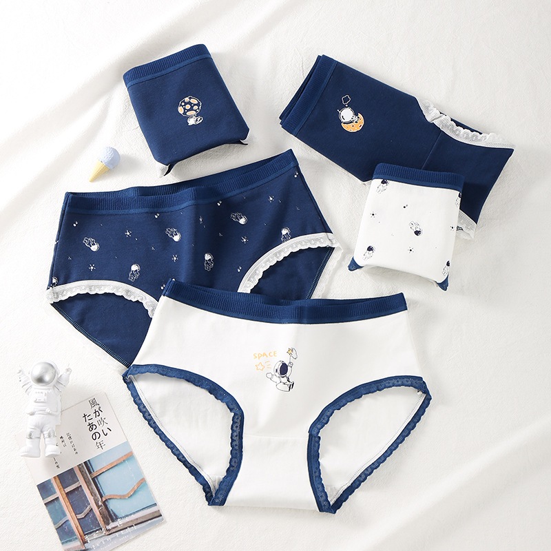 NGZ Celana Dalam Wanita Renda Gambar Astronot 6738 Bahan Katun Kolor Wanita Lucu Sempak Underwear Se