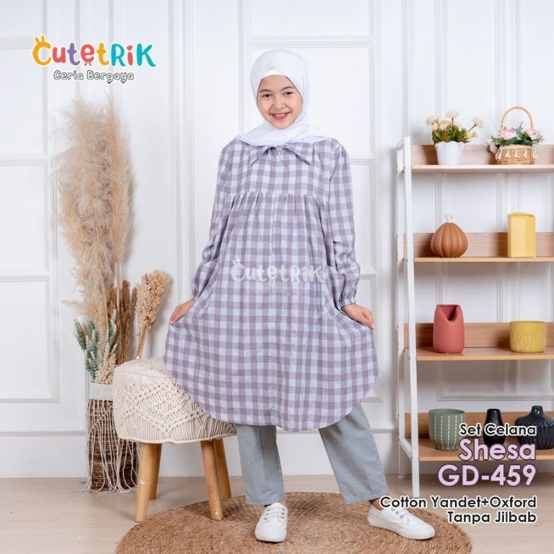 GD-459 Baju Muslim Anak Perempuan Setelan Tunik Celana Shesa Cutetrik
