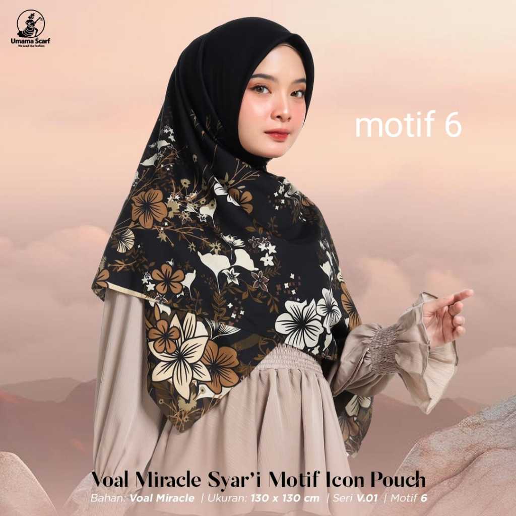 POUCH SYARI UMAMA PREMIUM New motif VOAL segiempat  Mirachel POUCH Syari Umama scarf
